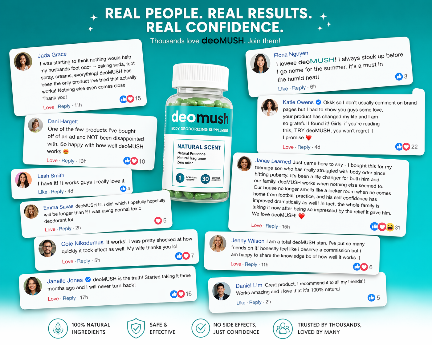DeoMush Internal Cleanse Capsules – Eliminate Body Odor from Inside Out | Natural Freshness & Detox Support