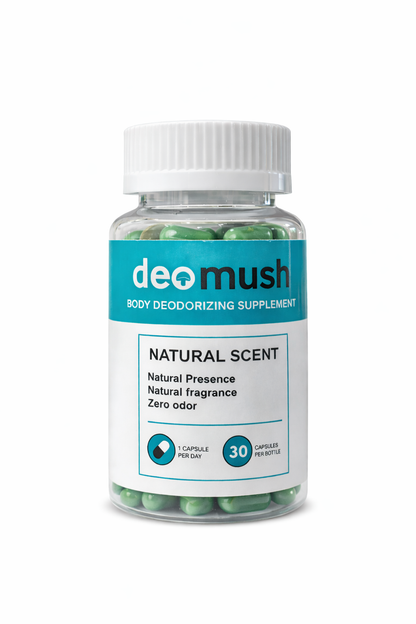 DeoMush Internal Cleanse Capsules – Eliminate Body Odor from Inside Out | Natural Freshness & Detox Support