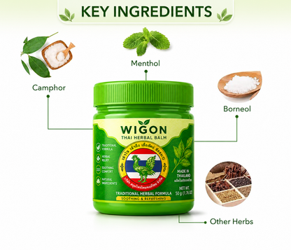 WIGON Thai Herbal Cotton Inhaler – Natural Aromatherapy Nasal Inhaler for Refreshing Energy, Focus & Daily Wellness – Traditional Herbal Formula – Green