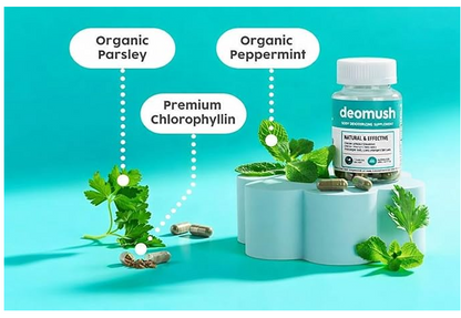 DeoMush Internal Cleanse Capsules – Eliminate Body Odor from Inside Out | Natural Freshness & Detox Support